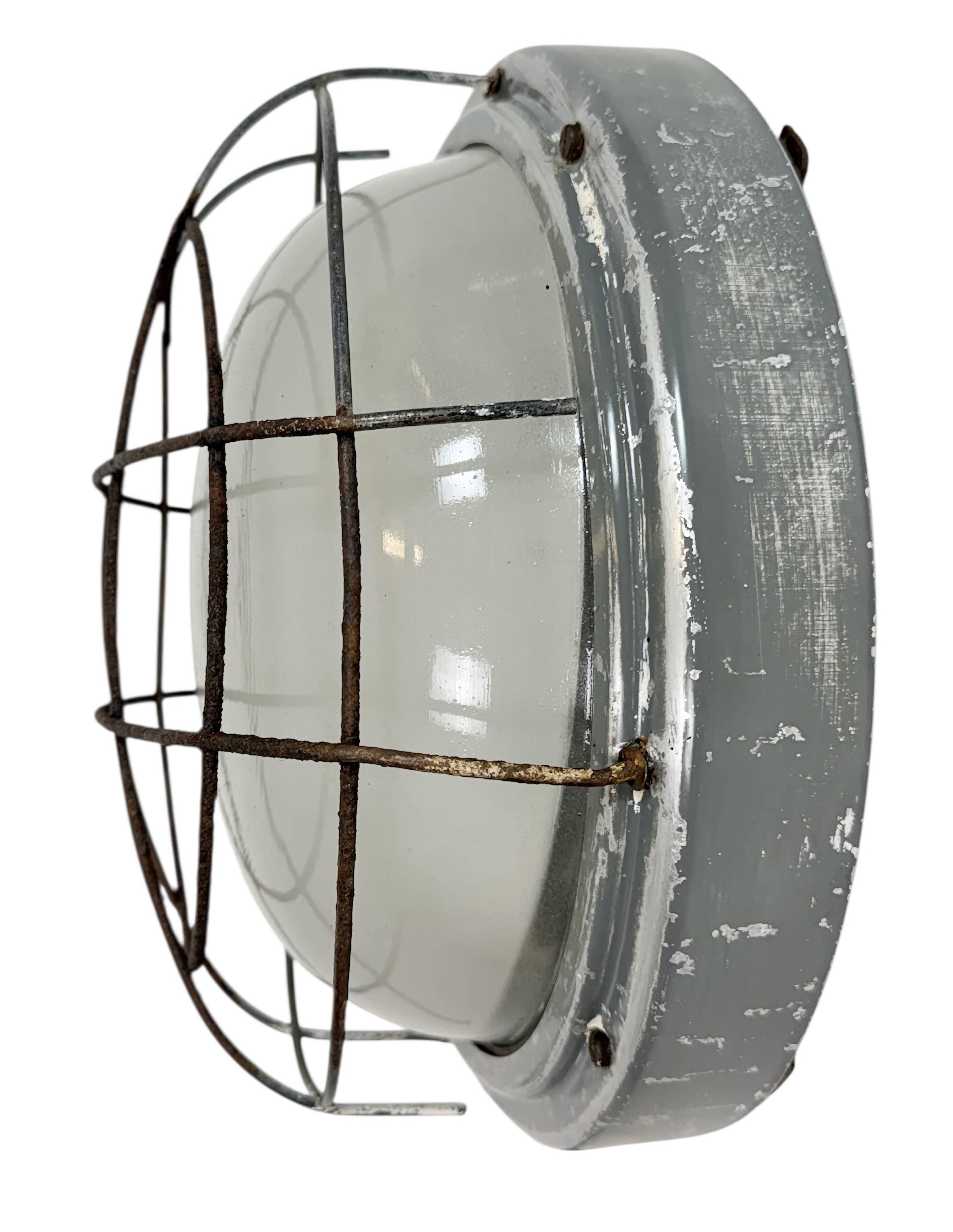 Industrial Grey Wall Light with Milk Glass from Elektrosvit, 1970s