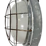 Industrial Grey Wall Light with Milk Glass from Elektrosvit, 1970s