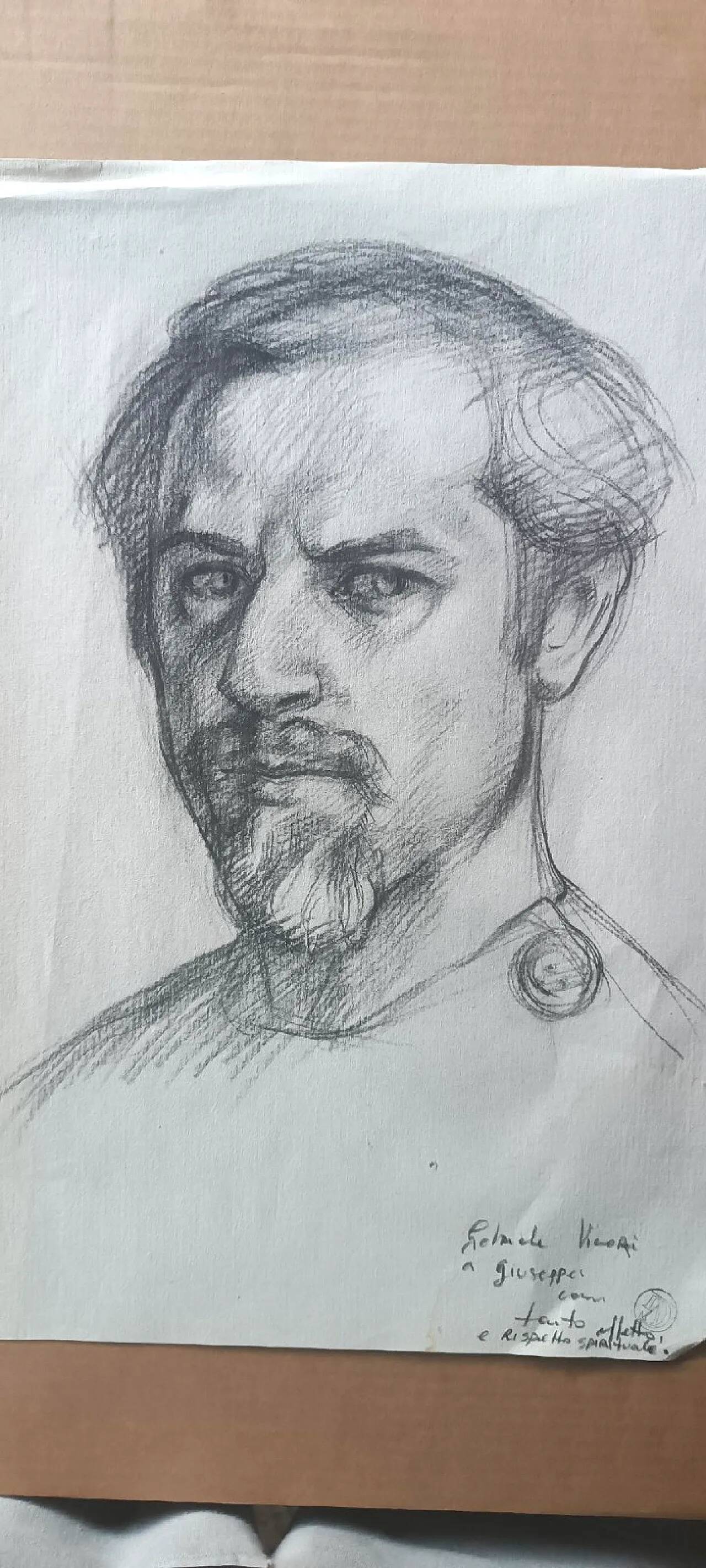 Portrait by Gabriele Vicari, pencil on paper, 1970s