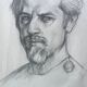 Portrait by Gabriele Vicari, pencil on paper, 1970s
