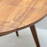 Folding walnut coffee table from the 1950s, Czechoslovakia