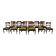 French Art Deco walnut dining chair set with armchairs, France 1930s