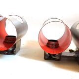 Pair of orange double wall lights Oxar Space Age 1970s