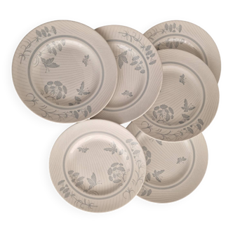 Set of 6 “Butterflies” dinner plates by Wood & Sons Burslem England