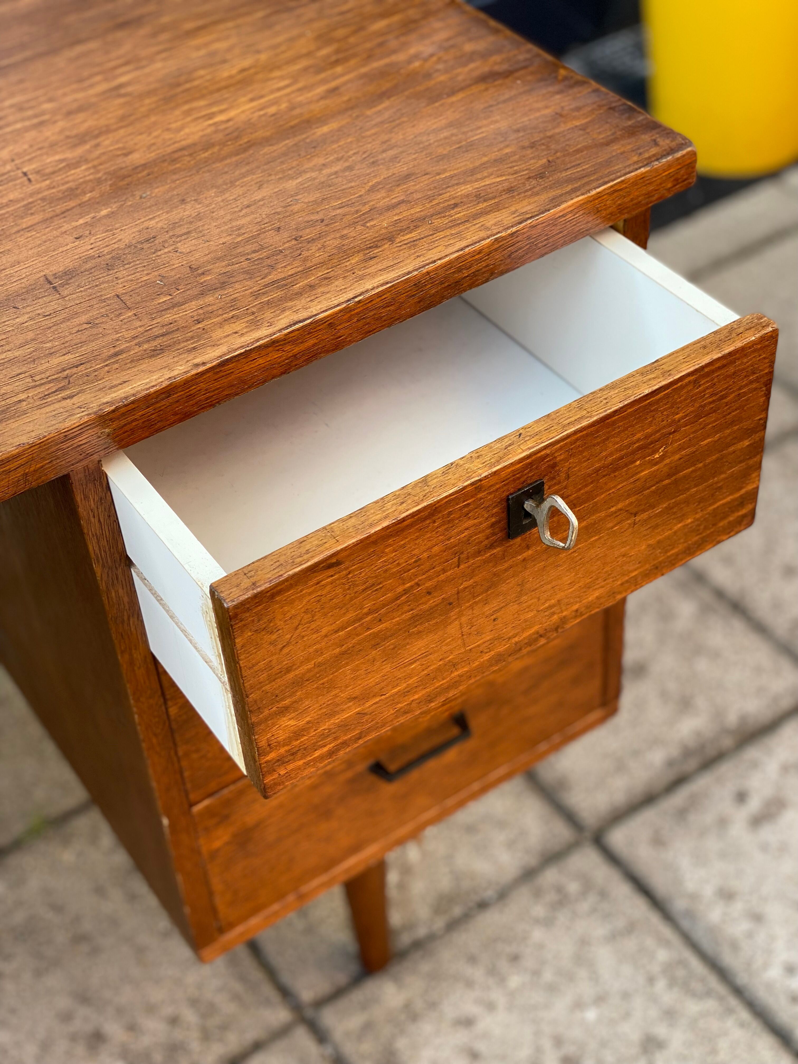 Vintage mid century modern oak desk