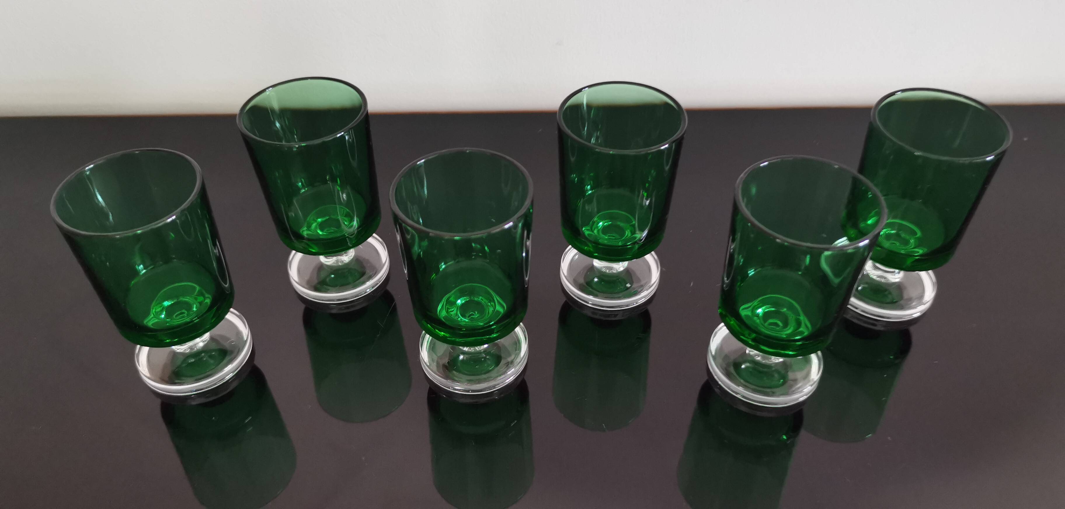 6 verres apéritif Luminarc Cavalier couleur vert bouteille