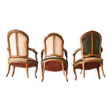 Suite 3 fauteuils ep Louis XV