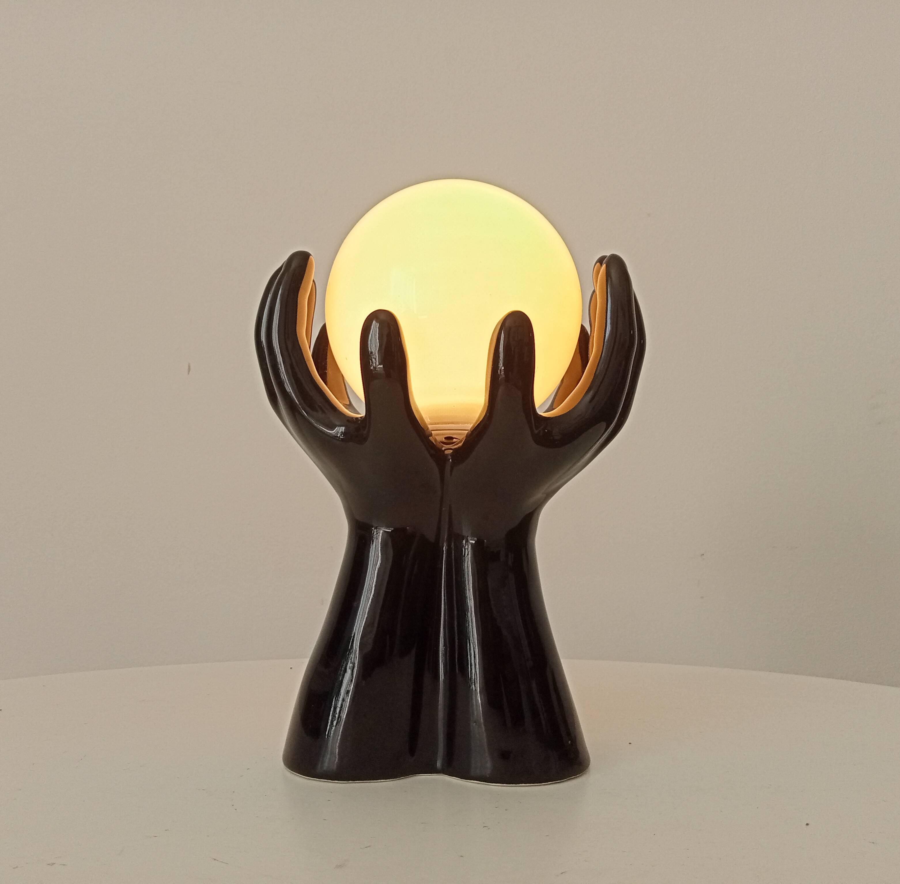 Vintage Italian ceramic and opaline lamp from the 80s