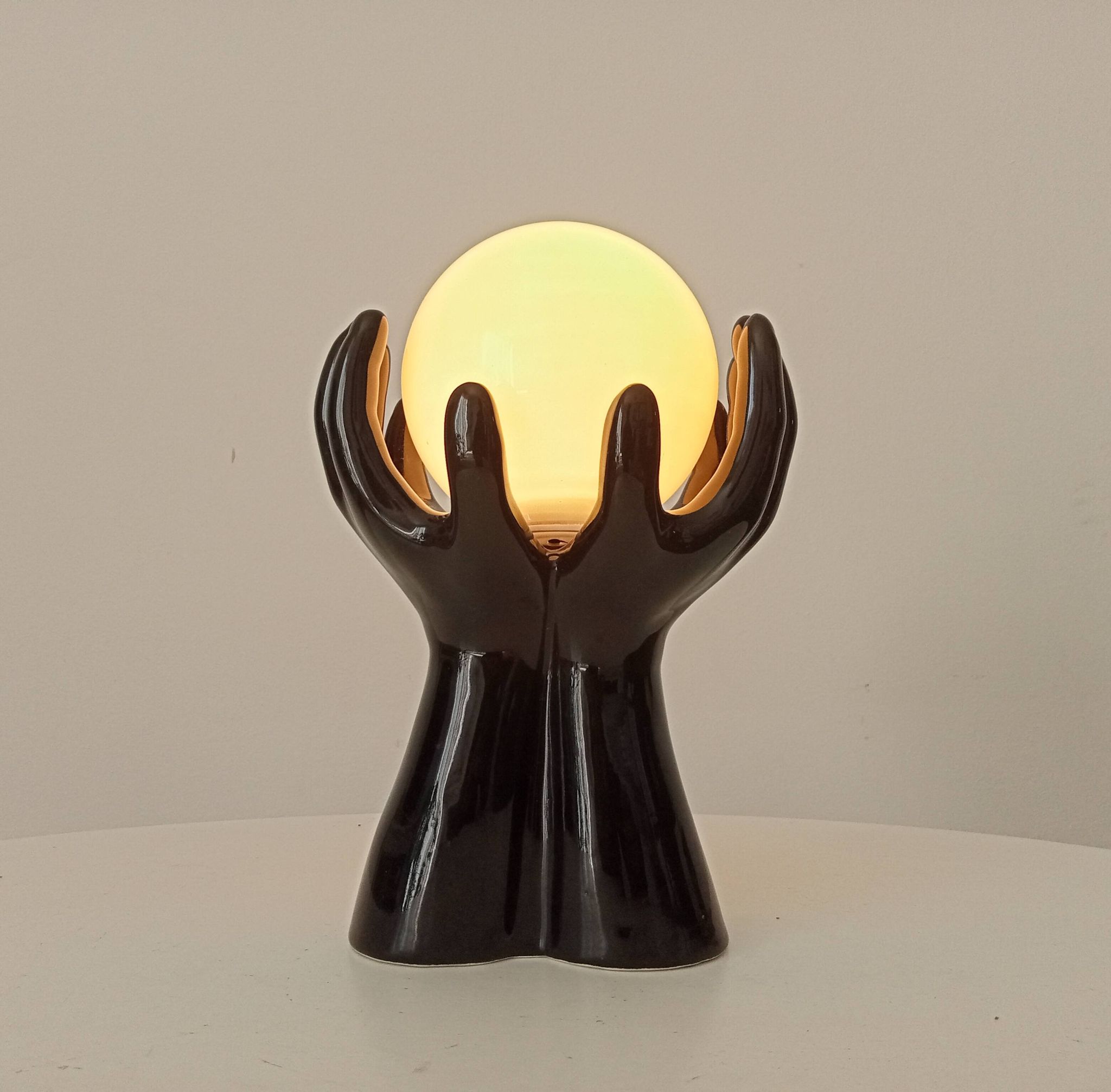 Vintage Italian ceramic and opaline lamp from the 80s