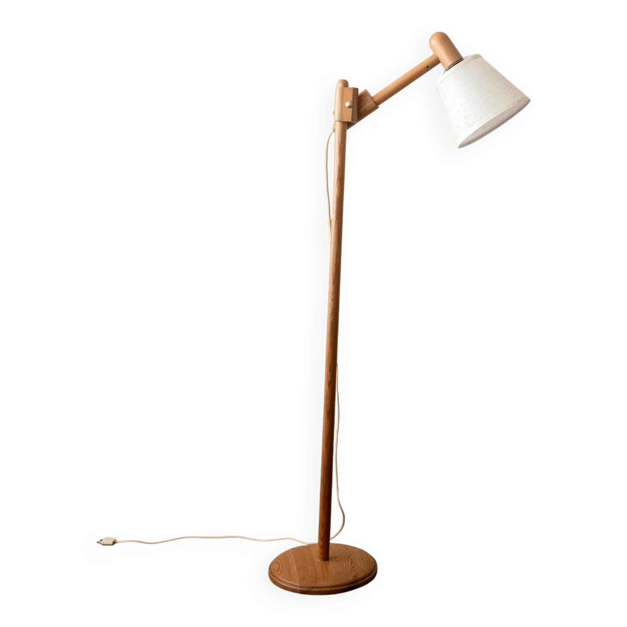 Vintage Danish Pine Adjustable Floor Lamp by +LYS Denmark, 1960s