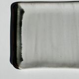 Trio of small rectangular serving dishes white and black Indonesian ceramic 21x16