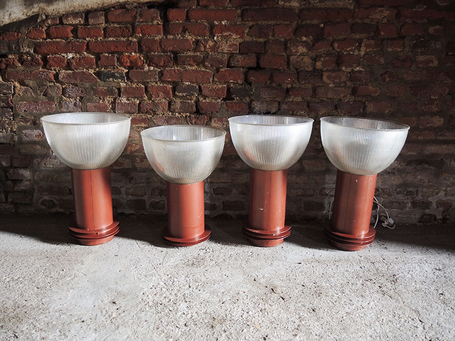 Lot de 4 suspensions industrielles en acier et polycarbonate