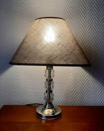 Art deco glass and metal lamp