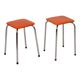 Set of 2 Stools Orange Faux Leather Chrome Base Sixties