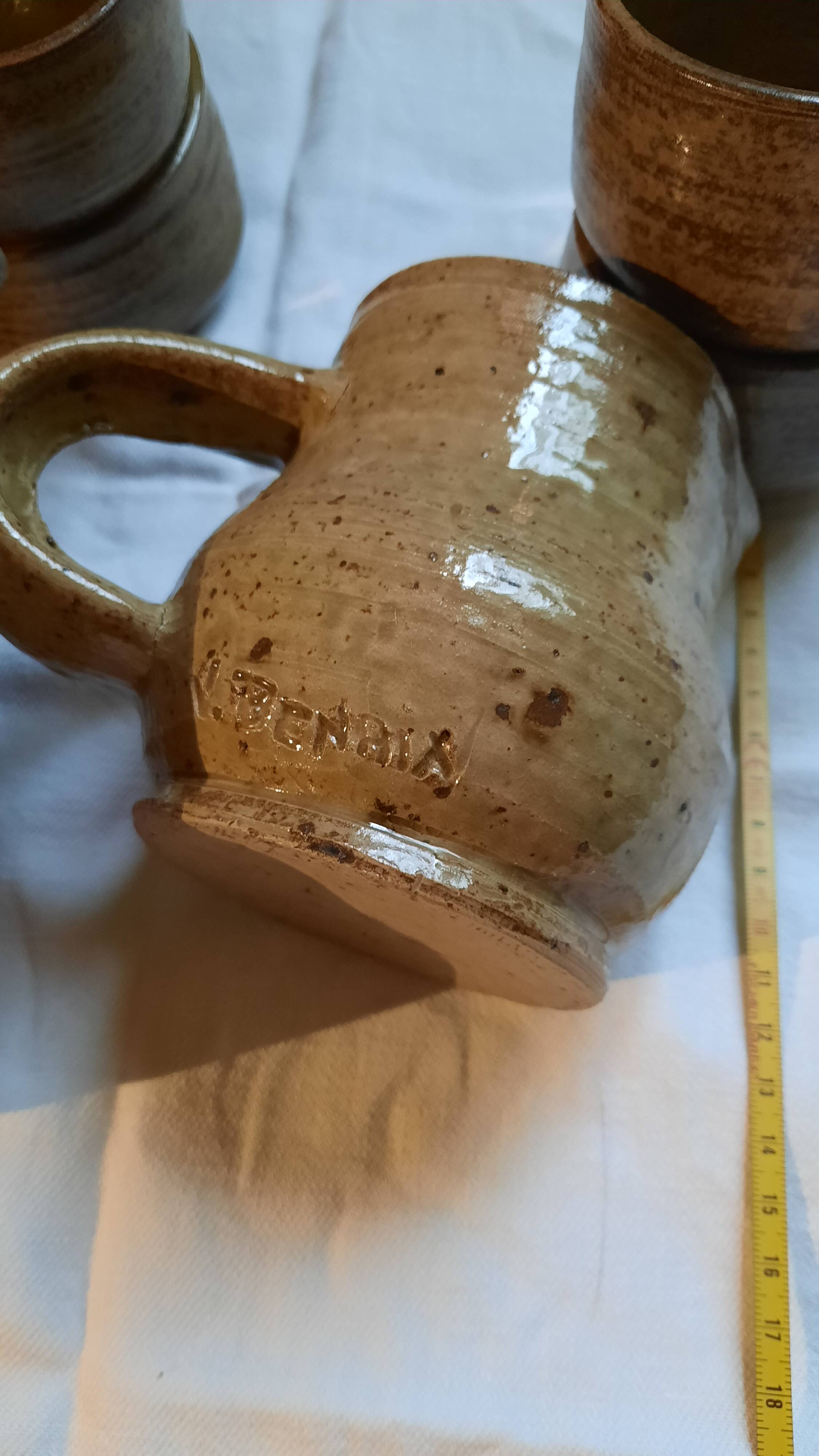 8-piece vintage stoneware tea set by V Benaix