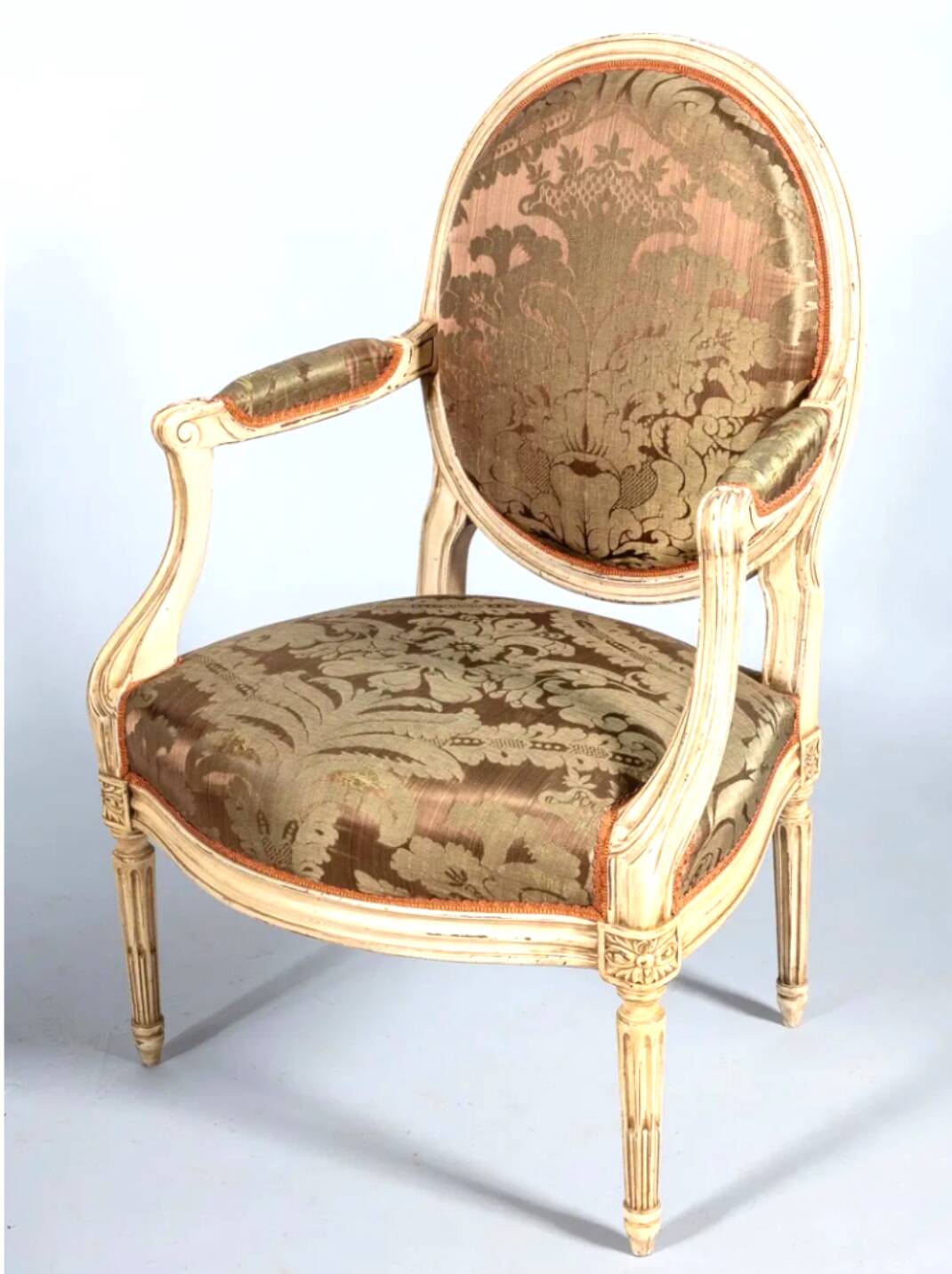 Louis XVI style armchair in cream lacquered wood