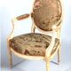 Louis XVI style armchair in cream lacquered wood