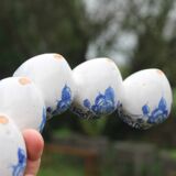 Pair of antique blue ceramic candlesticks • Apothecary size 5x2 (10 burners)