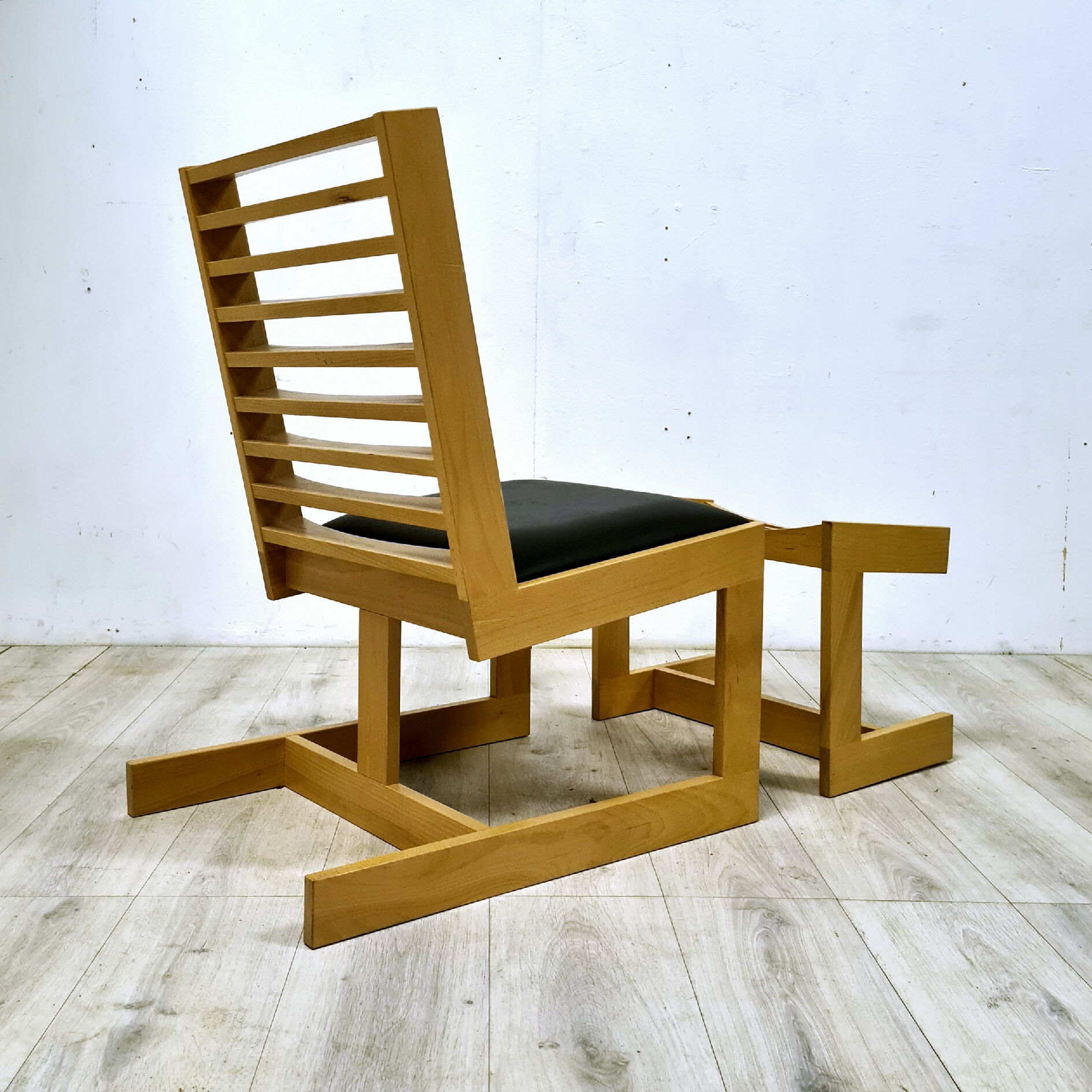 Modernist constructivist lounge chair with ottoman, 1980s