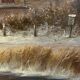 Huge oil painting on canvas Dutch school winter landscape 164x132