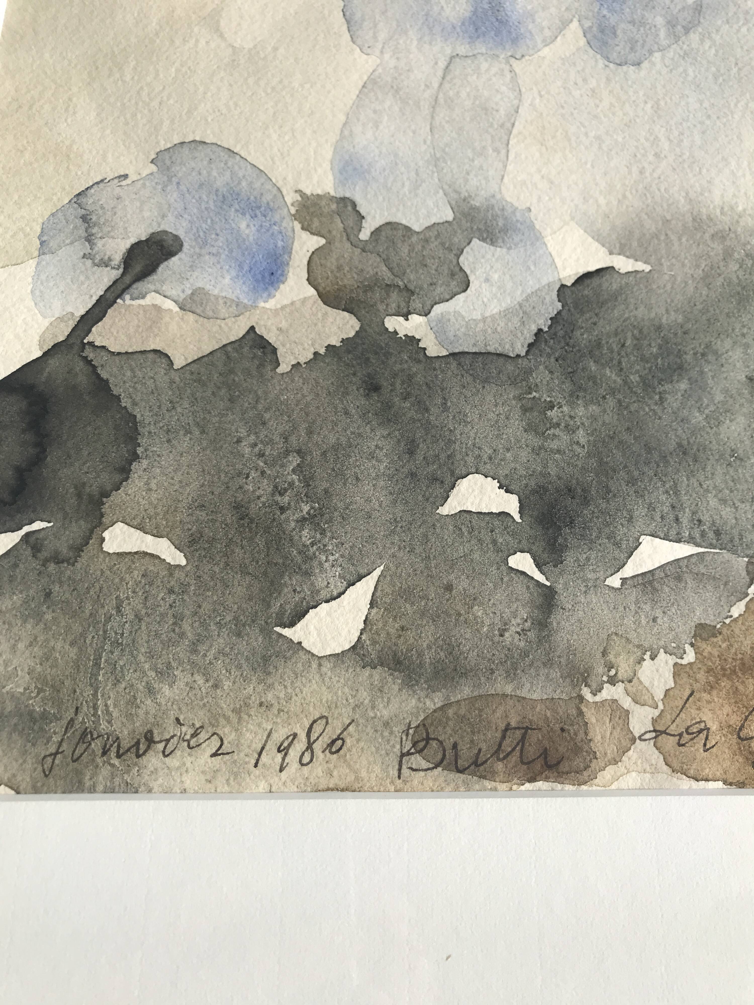 Paul BUTTI, The scrubland below Nîmes 1986. Watercolor on paper