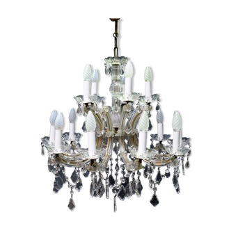 Former 15 branches with tassels of glass chandelier