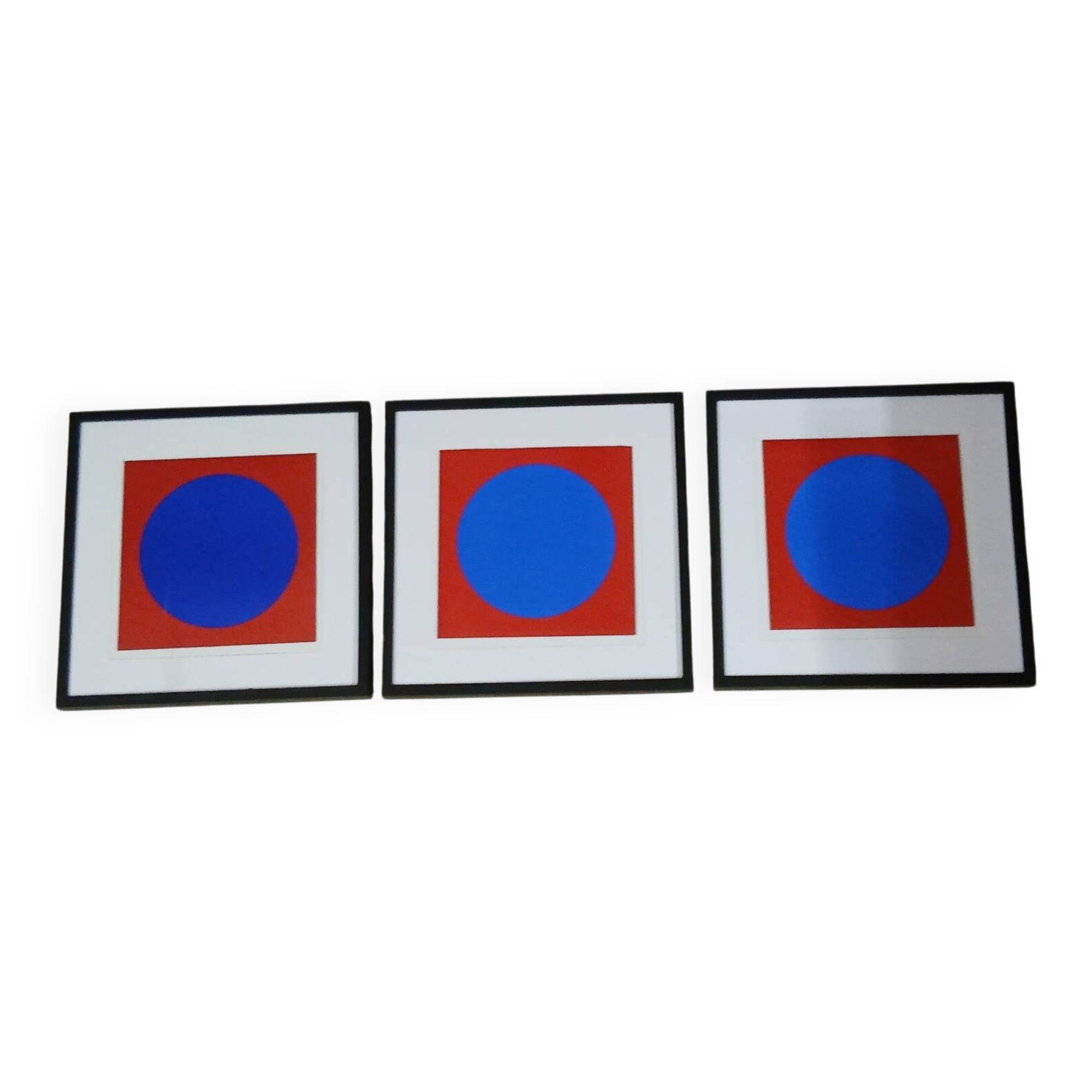 Vintage Optical Art Triptych - Victor Vasarely - 3 Frames 40x40cm