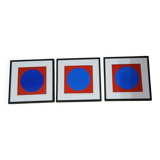 Vintage Optical Art Triptych - Victor Vasarely - 3 Frames 40x40cm