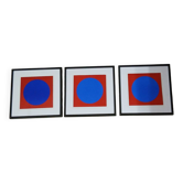 Vintage Optical Art Triptych - Victor Vasarely - 3 Frames 40x40cm
