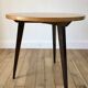 Tripod coffee table in wood and two-tone marquetry Scandinavian design 50s-60s
