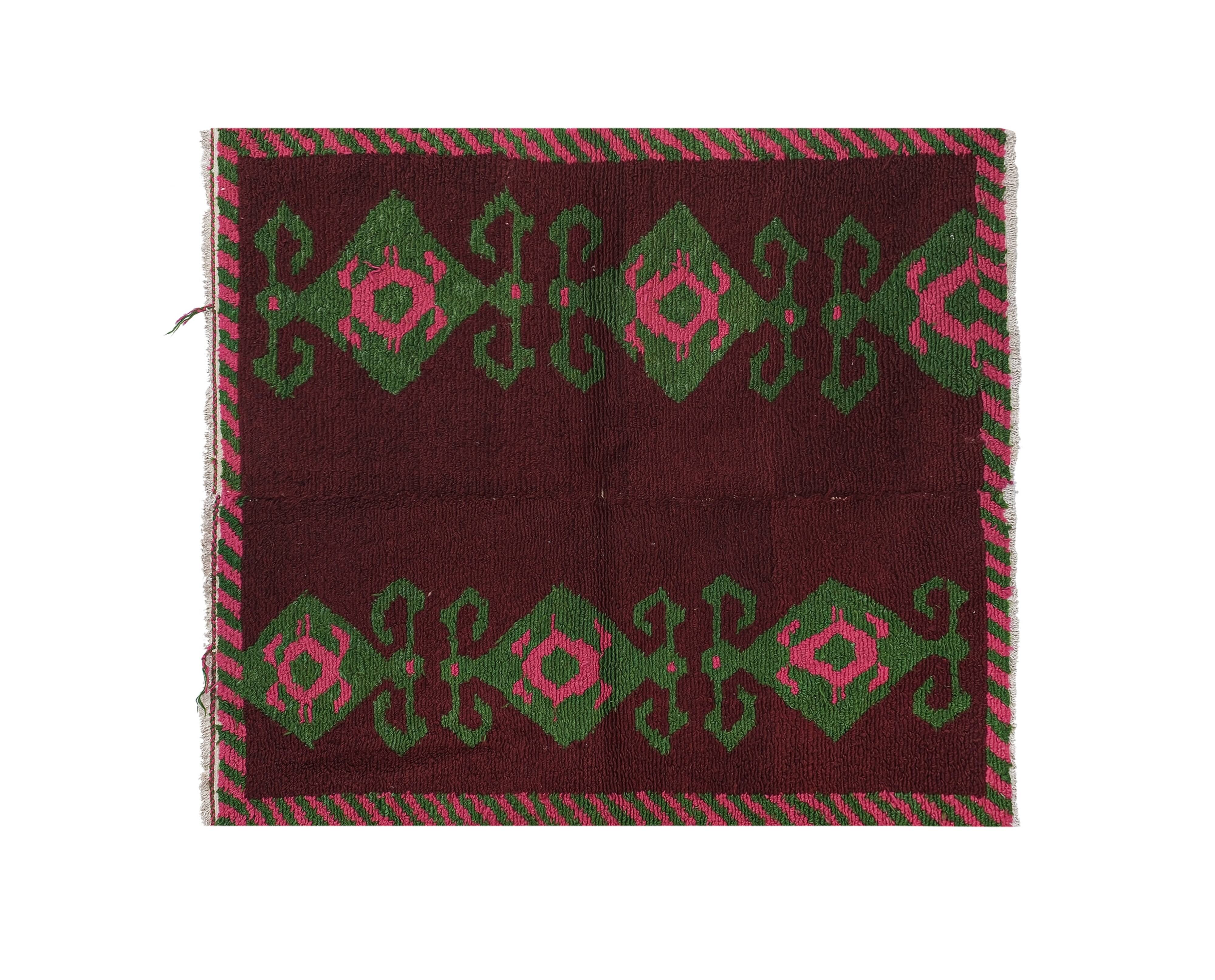 Tapis vintage turc de oushak tissé à la main 128x141 cm