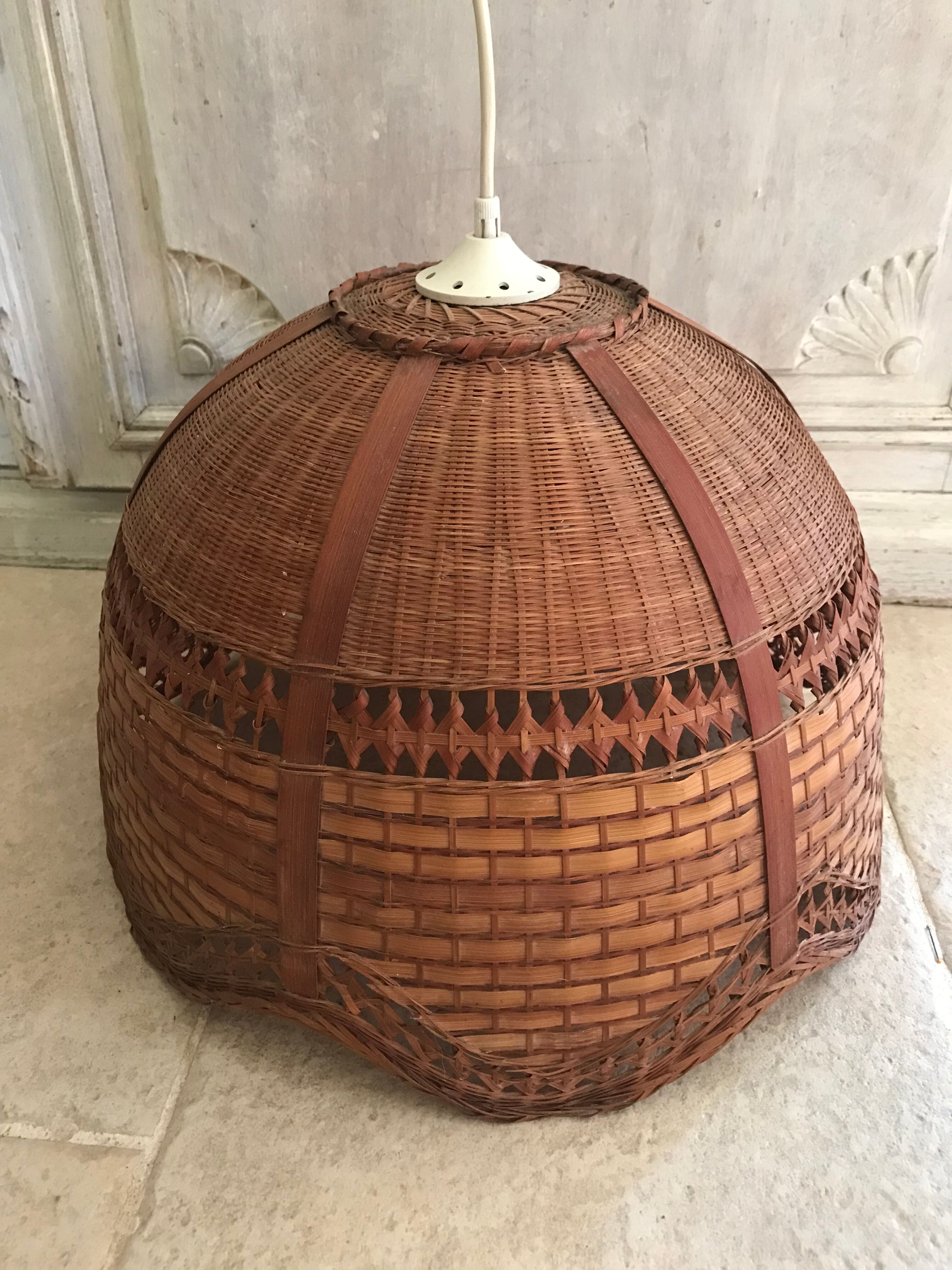 Vintage rattan pendant lamp 38cm
