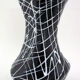 Vase en céramique noire motifs spaghettis blancs, Vallauris France années 50