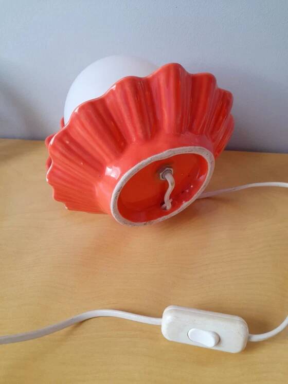 Lampe coquillage en porcelaine et opaline 1980