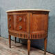 Commode sauteuse Louis XVI Demie lune en loupe d'orme et noyer vers 1900