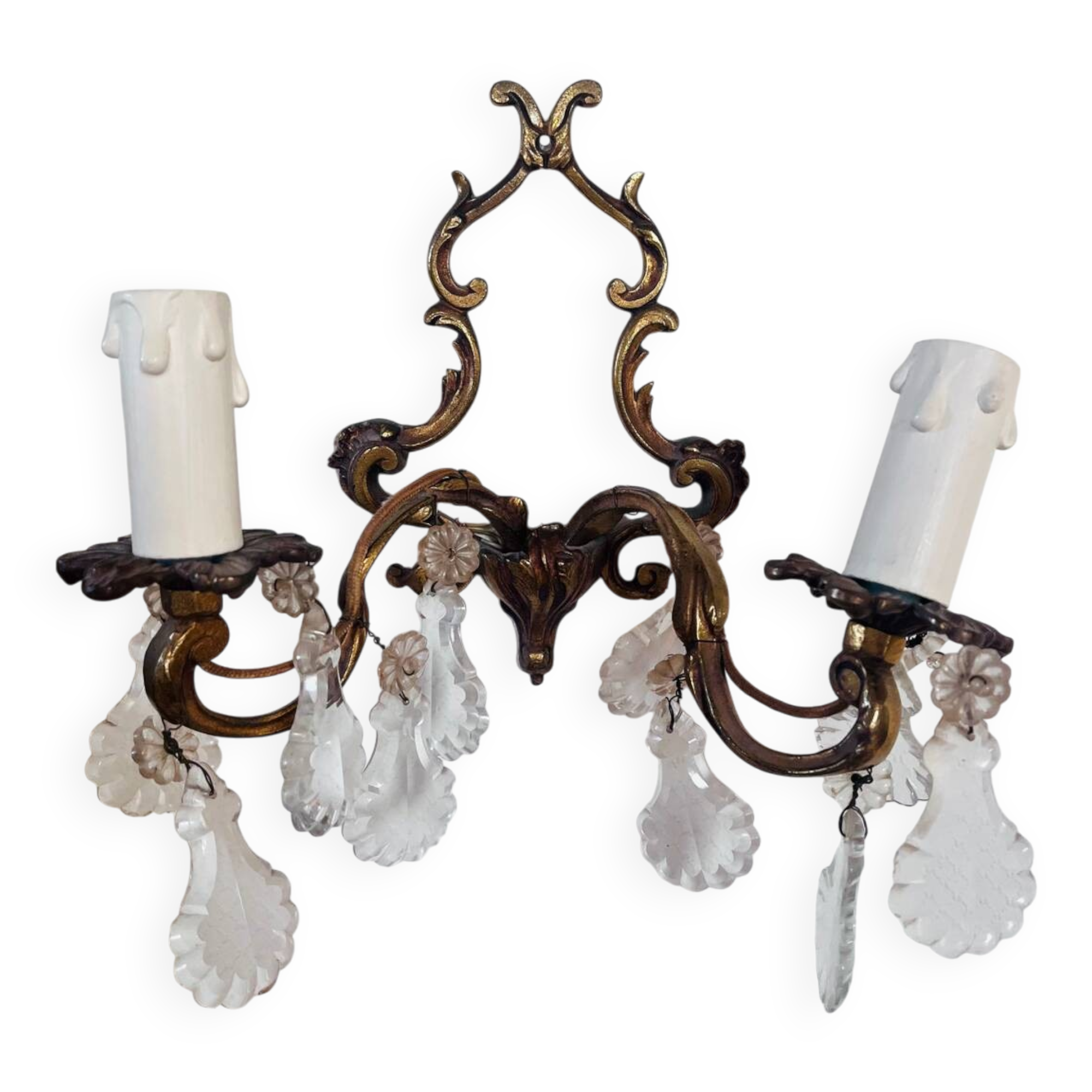 Antique wall light in gilded metal and tassels – 2 lights