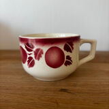 Set of 6 antique cups with fruits and birds from Badonviller.