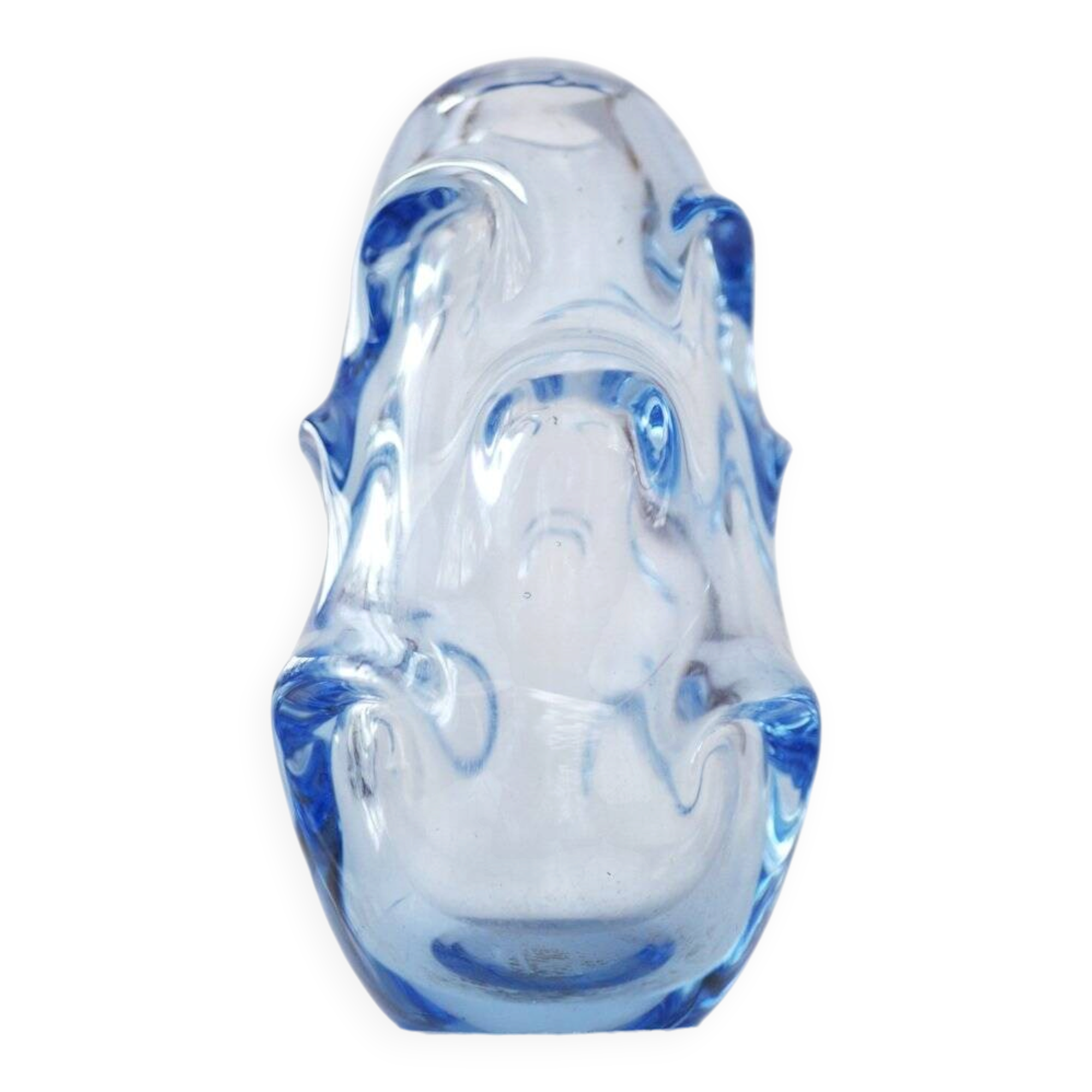 Mid-century modern crystal vase in pale blue by Börne Augustsson for Åseda