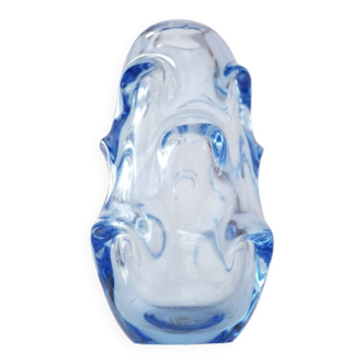 Mid-century modern crystal vase in pale blue by Börne Augustsson for Åseda