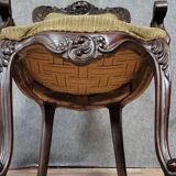Louis XV style curved desk chair in carved mahogany circa 1850