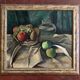 Oil on canvas still life with cubist apples Antoinette Destrem circa 1920
