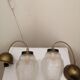 Pair of glass hanging lamps