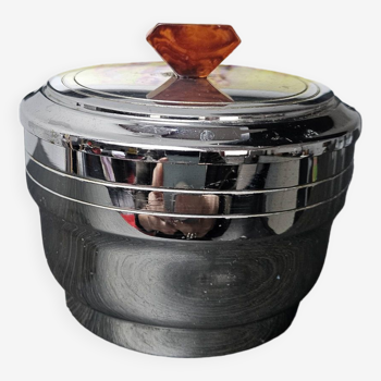 Chromed metal and bakelite sugar bowl