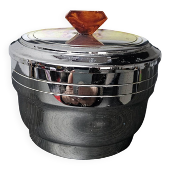 Chromed metal and bakelite sugar bowl