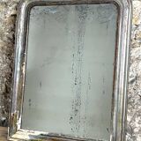 Antique Louis-Philippe Mirror, 19th Century, Shabby Silver Patina