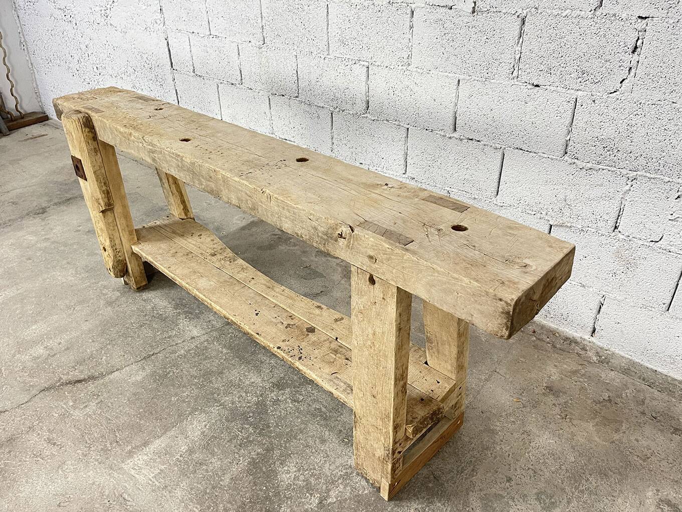 Primitive beech workbench from the 1900s