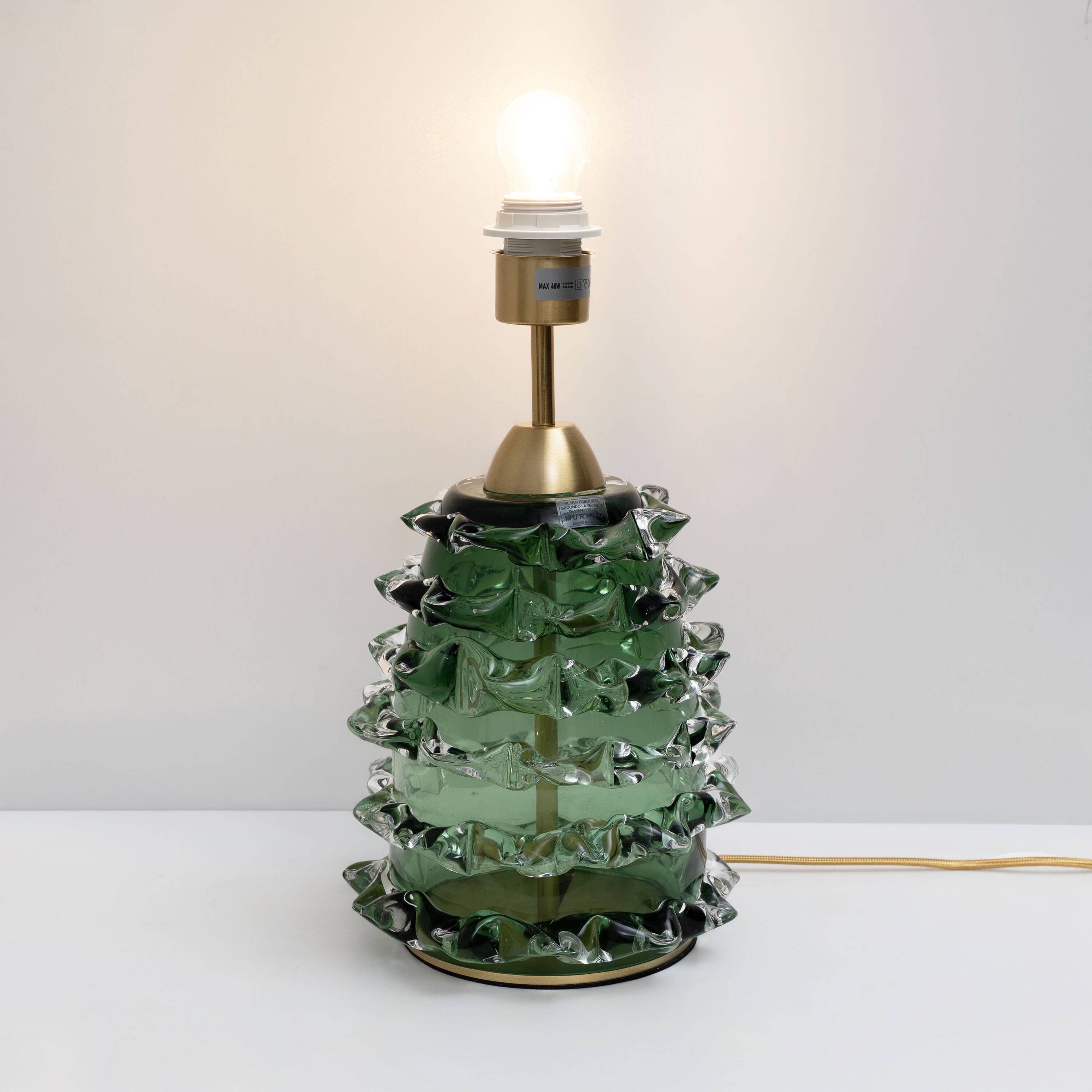 Paire de lampes de table en verre de Murano Rostrato vert