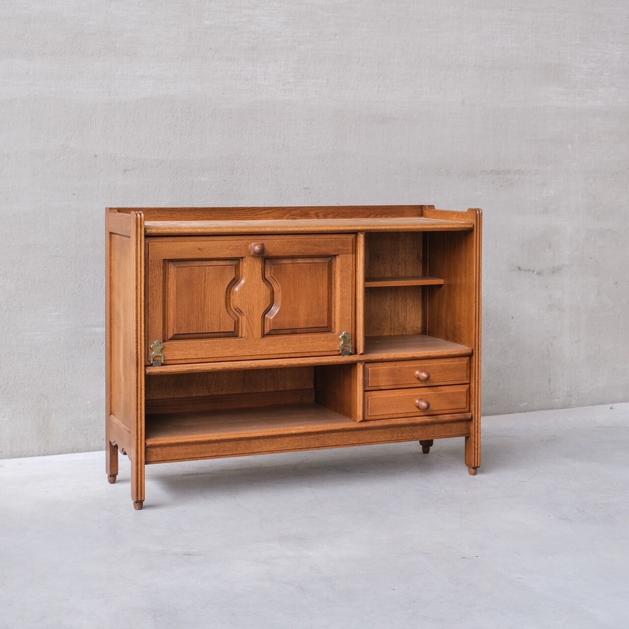 Guillerme et Chambron oak mid-century french cabinet sideboard