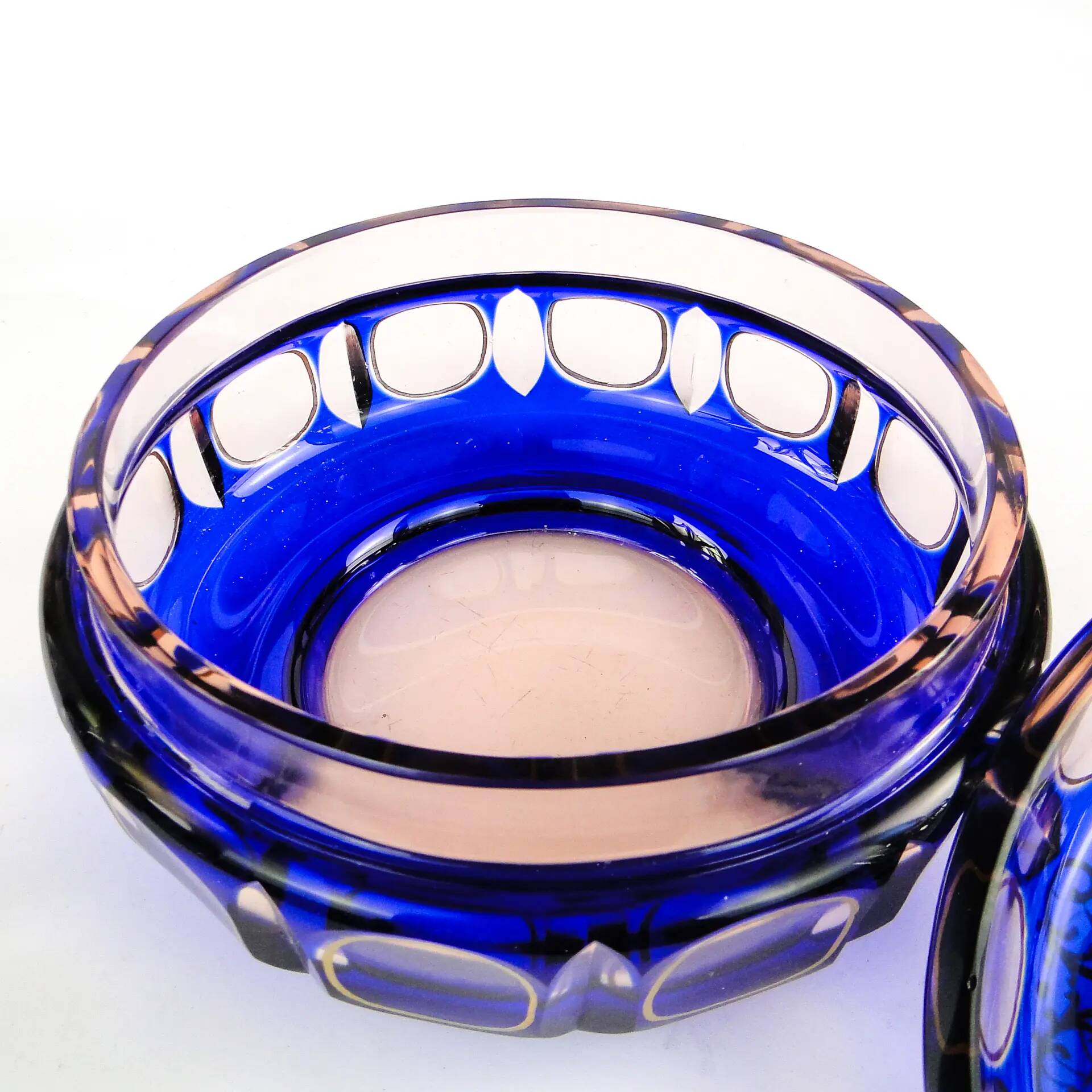 Biedermeier bonbonniere, cobalt glass, Egermann, Germany, 1930s.