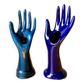 Paire de mains en céramique 1960